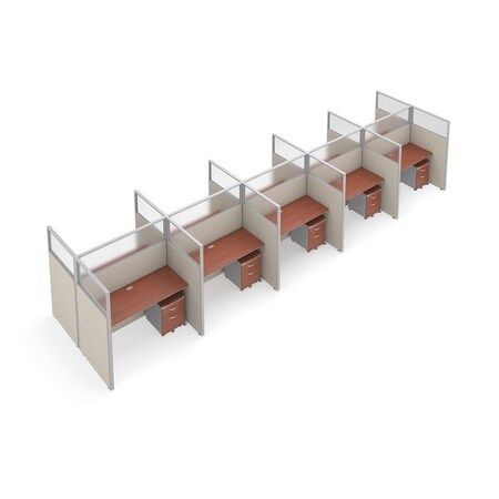 Ofm Privacy Station, 76-1/4" D, 63" H, Beige/Cherry, polycarbonate T2X5-6360-PGBC