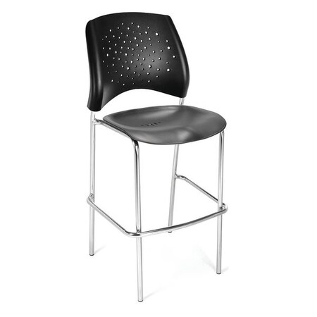Ofm Star Cafe Height Chair, 23" D, 45-3/4" H, Black, Plastic 328C-P-2PK-BLK