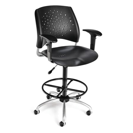 Ofm Star Swivel Chair, Blk With Arms/Dkit 326-P-AA3DK-BLK