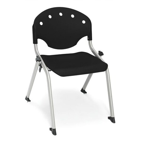 Ofm Student Chairk, Silver/Black, 4PK 305-14-4PK-P0