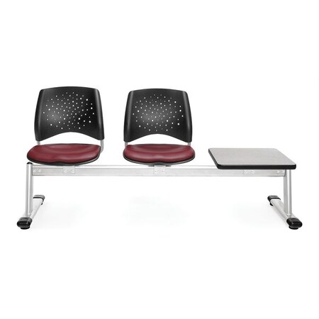 Ofm Star3 Beam Seat W/2Seats/1Tbl, Vam Wine 323T-VAM-603-GY
