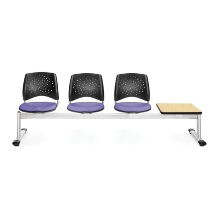 Ofm Star4 Beam Seat W/3Seat/1Table, Lav, Oak 324T-2202-OAK