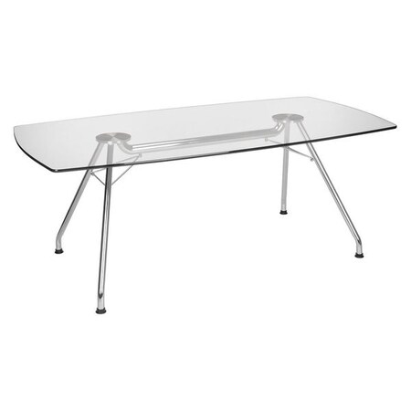 Ofm Glass Conference Table, 39"x77", Stl Base GT3977