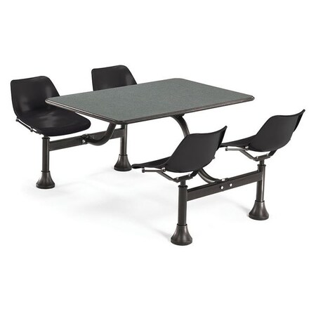 Ofm Cluster Table Cluster Table and Chair Set, 71" D X 29-1/2" H, Black/Gray Nebula, Laminate 1003-BLK-GRYNB