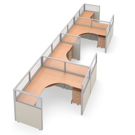 Ofm Privacy Station, 78-1/2" D, 47" H, Beige/Maple, polycarbonate R1X4-4772-PGBM