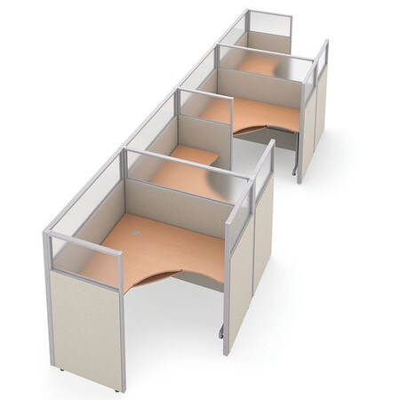 Ofm Privacy Station, 64-1/2" D, 63" H, Beige/Maple, polycarbonate R1X4-6360-PGBM
