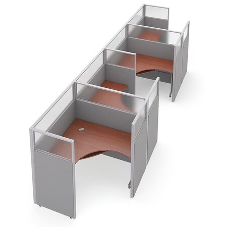 Ofm Privacy Station, 64-1/2" D, 63" H, Gray/Cherry, polycarbonate R1X4-6360-PGGC