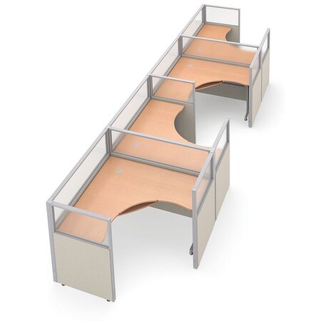 Ofm Privacy Station, 64-1/2" D, 47" H, Beige/Maple, polycarbonate R1X4-4760-PGBM