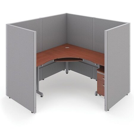 Ofm Privacy Station, 78-1/2" D, 63" H, Gray/Cherry, vinyl R1X1-6372-VGGC