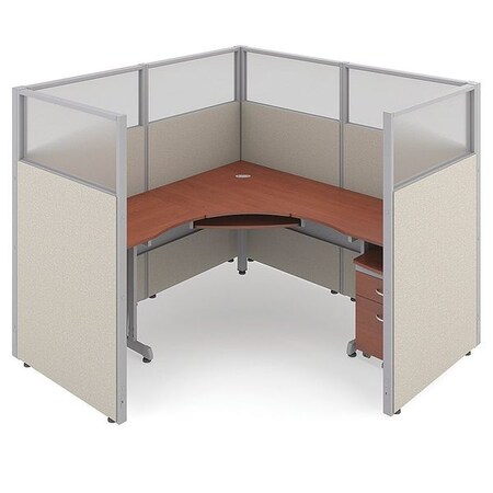 Ofm Privacy Station, 78-1/2" D, 63" H, Beige/Cherry, polycarbonate R1X1-6372-PGBC