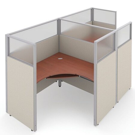 Ofm Privacy Station, 64-1/2" D, 63" H, Beige/Cherry, polycarbonate R1X2-6360-PGBC