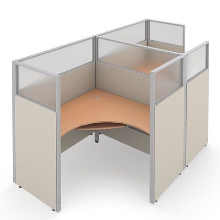 Ofm Privacy Station, 64-1/2" D, 63" H, Beige/Maple, polycarbonate R1X2-6360-PGBM