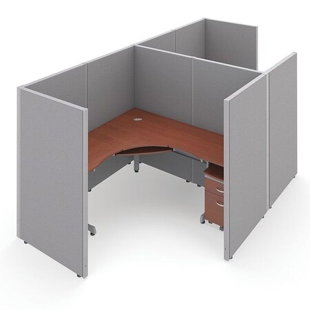 Ofm Privacy Station, 64-1/2" D, 63" H, Gray/Cherry, vinyl R1X2-6372-VGGC