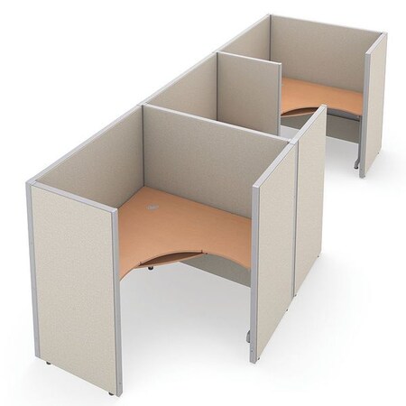 Ofm Privacy Station, 66-1/2" D, 63" H, Beige/Maple, vinyl R1X3-6360-VGBM