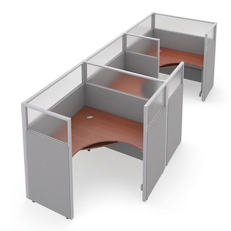 Ofm Privacy Station, 64-1/2" D, 63" H, Gray/Cherry, polycarbonate R1X3-6360-PGGC