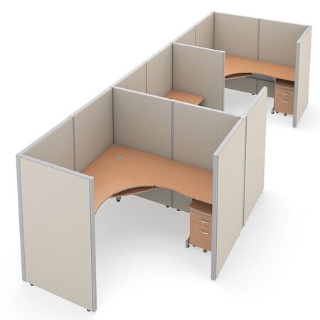 Ofm Privacy Station, 78-1/2" D, 63" H, Beige/Maple, vinyl R1X3-6372-VGBM