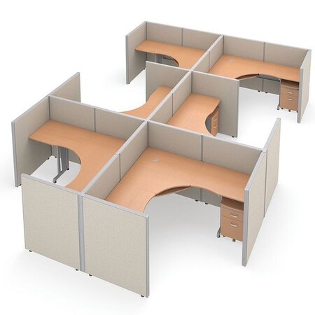Ofm Privacy Station, 154-1/2" D, 47" H, Beige/Maple, vinyl R2X3-4772-VGBM