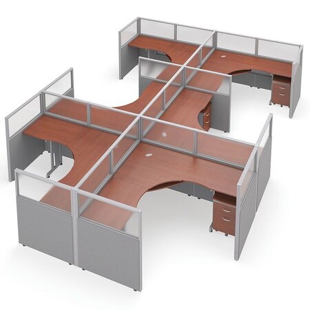 Ofm Privacy Station, 154-1/2" D, 47" H, Gray/Cherry, polycarbonate R2X3-4772-PGGC