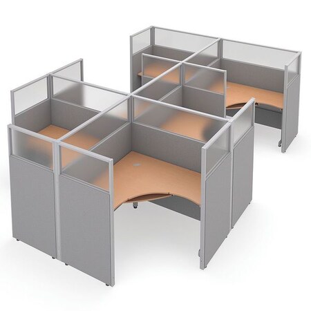 Ofm Privacy Station, 126-1/2" D, 63" H, Gray/Maple, polycarbonate R2X3-6360-PGGM