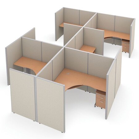 Ofm Privacy Station, 154-1/2" D, 63" H, Beige/Maple, vinyl R2X3-6372-VGBM
