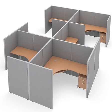 Ofm Privacy Station, 154-1/2" D, 63" H, Gray/Maple, vinyl R2X3-6372-VGGM