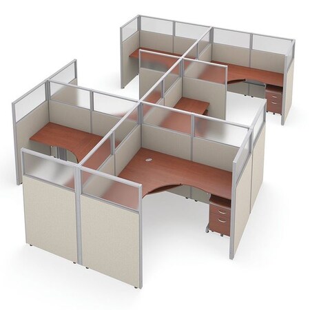 Ofm Privacy Station, 154-1/2" D, 63" H, Beige/Cherry, polycarbonate R2X3-6372-PGBC