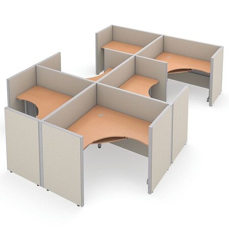 Ofm Privacy Station, 126-1/2" D, 47" H, Beige/Maple, vinyl R2X3-4760-VGBM