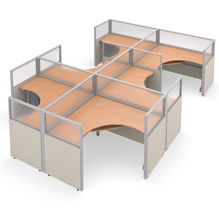 Ofm Privacy Station, 126-1/2" D, 47" H, Beige/Maple, polycarbonate R2X3-4760-PGBM