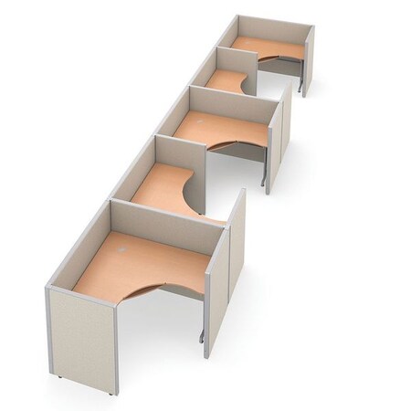 Ofm Privacy Station, 64-1/2" D, 47" H, Beige/Maple, vinyl R1X5-4760-VGBM