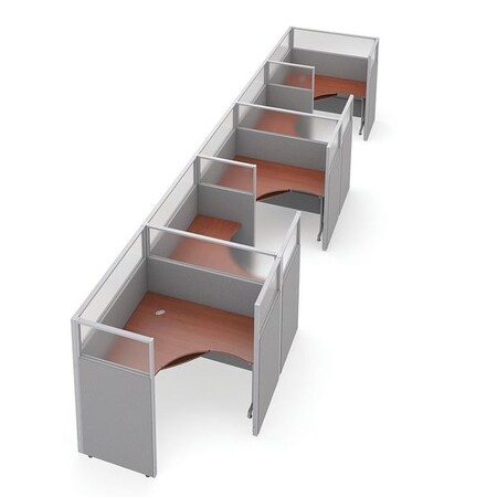 Ofm Privacy Station, 64-1/2" D, 63" H, Gray/Cherry, polycarbonate R1X5-6360-PGGC