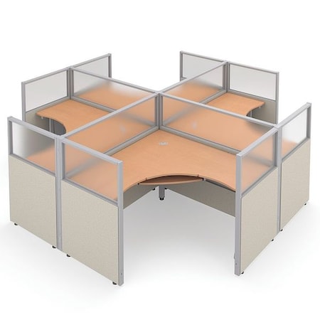 Ofm Privacy Station, 126-1/2" D, 47" H, Beige/Maple, polycarbonate R2X2-4760-PGBM