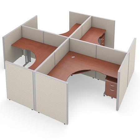 Ofm Privacy Station, 154-1/2" D, 47" H, Beige/Cherry, vinyl R2X2-4772-VGBC