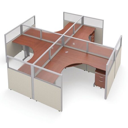 Ofm Privacy Station, 154-1/2" D, 47" H, Beige/Cherry, polycarbonate R2X2-4772-PGBC