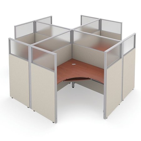 Ofm Privacy Station, 126-1/2" D, 63" H, Beige/Cherry, polycarbonate R2X2-6360-PGBC