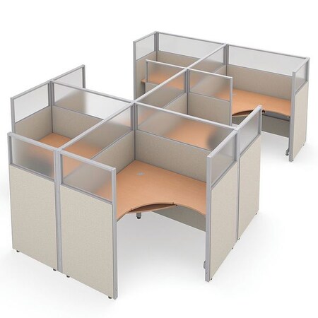 Ofm Privacy Station, 126-1/2" D, 63" H, Beige/Maple, polycarbonate R2X3-6360-PGBM