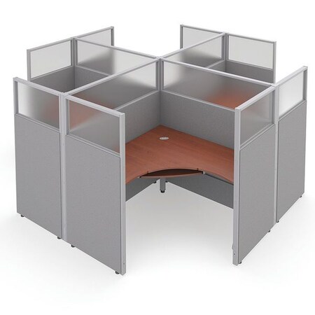 Ofm Privacy Station, 126-1/2" D, 63" H, Gray/Cherry, polycarbonate R2X2-6360-PGGC