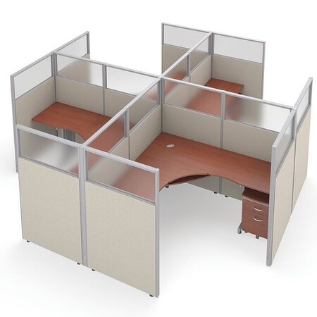 Ofm Privacy Station, 150" D, 63" H, Beige/Cherry, polycarbonate R2X2-6372-PGBC