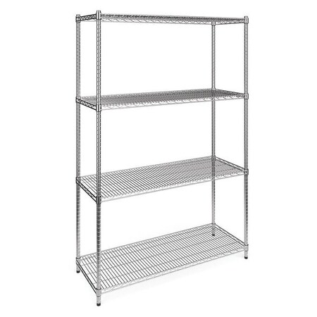 Ofm Wire Shelving Unit, 18"D x 48"W x 72"H, 4 Shelves, Chrome X5R-1848