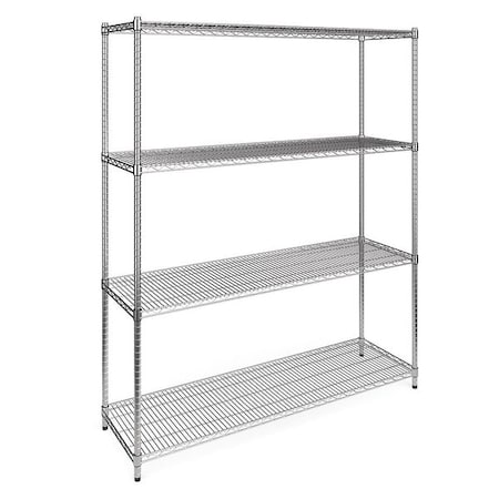 Ofm Wire Shelving Unit, 18"D x 60"W x 72"H, 4 Shelves, Chrome X5R-1860