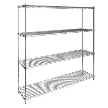 Ofm Wire Shelving Unit, 18"D x 72"W x 72"H, 4 Shelves, Chrome X5R-1872