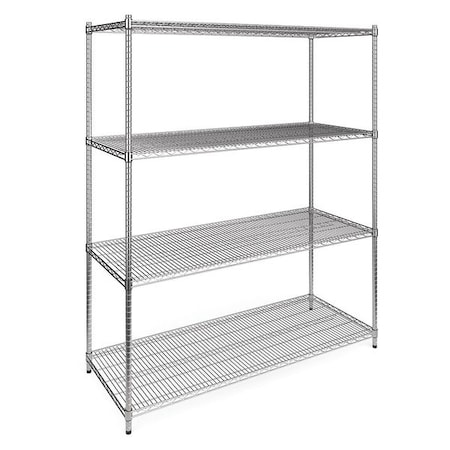 Ofm Wire Shelving Unit, 24"D x 60"W x 72"H, 4 Shelves, Chrome X5R-2460