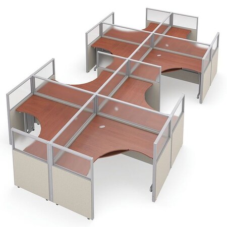Ofm Privacy Station, 126-1/2" D, 47" H, Beige/Cherry, polycarbonate R2X4-4760-PGBC