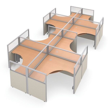 Ofm Privacy Station, 126-1/2" D, 47" H, Beige/Maple, polycarbonate R2X4-4760-PGBM