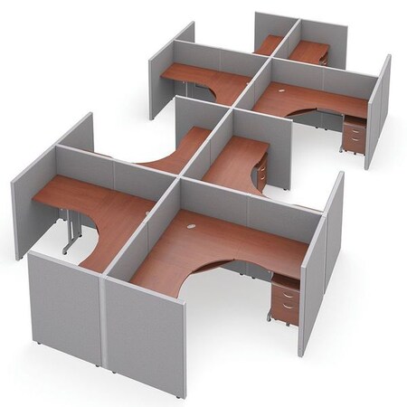 Ofm Privacy Station, 154-1/2" D, 47" H, Gray/Cherry, vinyl R2X4-4772-VGGC