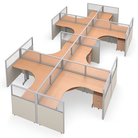Ofm Privacy Station, 154-1/2" D, 47" H, Beige/Maple, polycarbonate R2X4-4772-PGBM