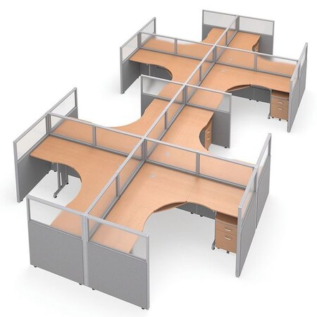 Ofm Privacy Station, 154-1/2" D, 47" H, Gray/Maple, polycarbonate R2X4-4772-PGGM