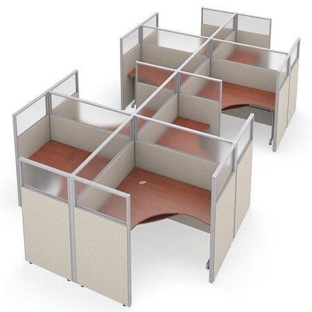 Ofm Privacy Station, 126-1/2" D, 63" H, Beige/Cherry, polycarbonate R2X4-6360-PGBC