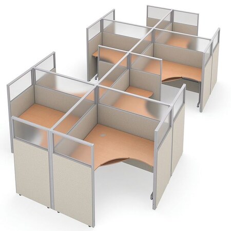 Ofm Privacy Station, 126-1/2" D, 63" H, Beige/Maple, polycarbonate R2X4-6360-PGBM