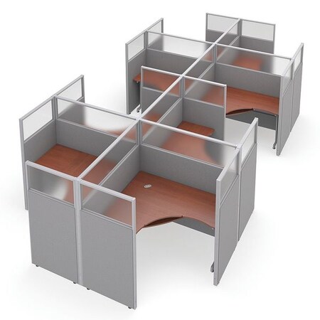 Ofm Privacy Station, 126-1/2" D, 63" H, Gray/Cherry, polycarbonate R2X4-6360-PGGC