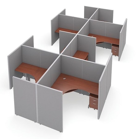 Ofm Privacy Station, 154-1/2" D, 63" H, Gray/Cherry, vinyl R2X4-6372-VGGC